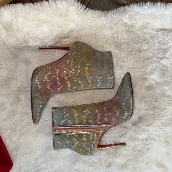 Christian Louboutin Gold and Pink Heeled Boots - Picture 3 of 8